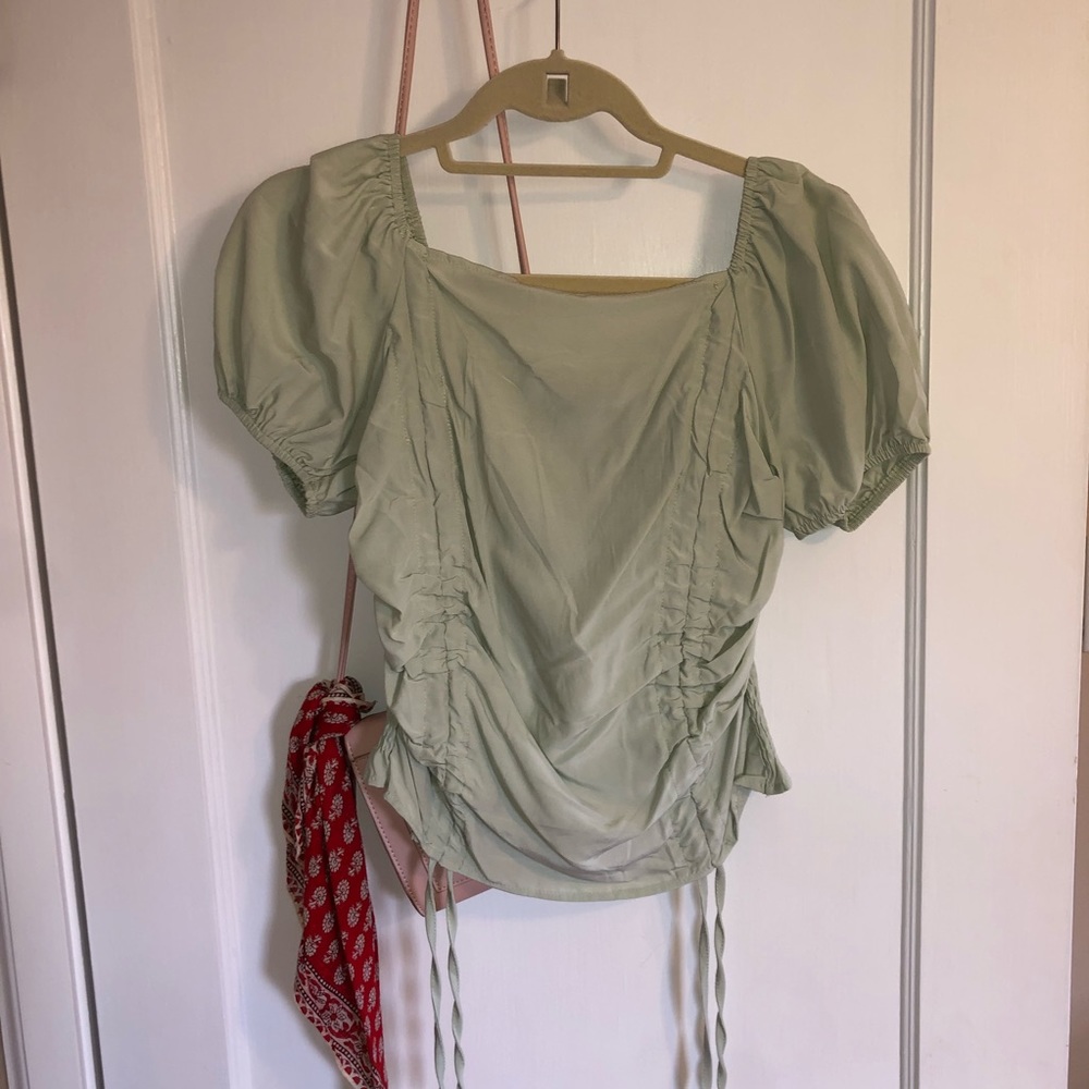 shein sage green square neck top